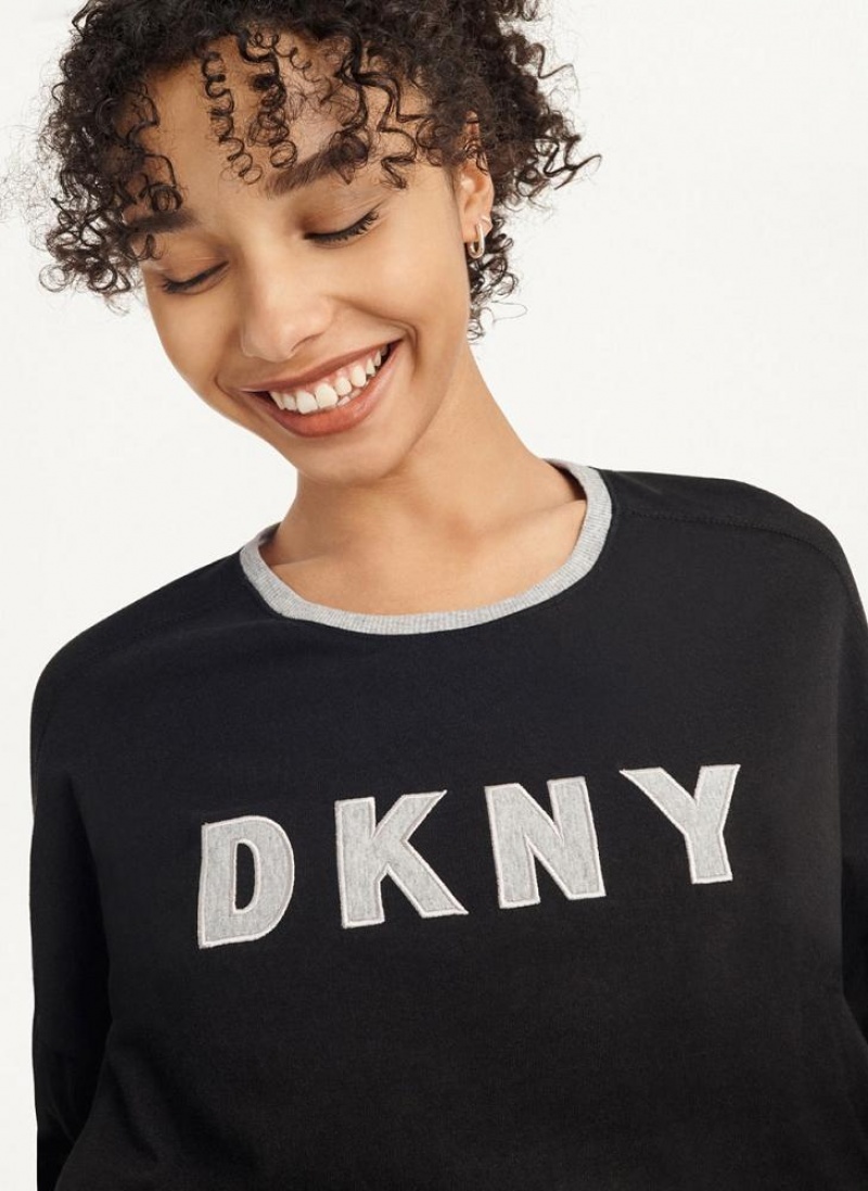 DKNY Top And Jogger Sleep Set Pyjama Damen Schwarz | Austria_D0488