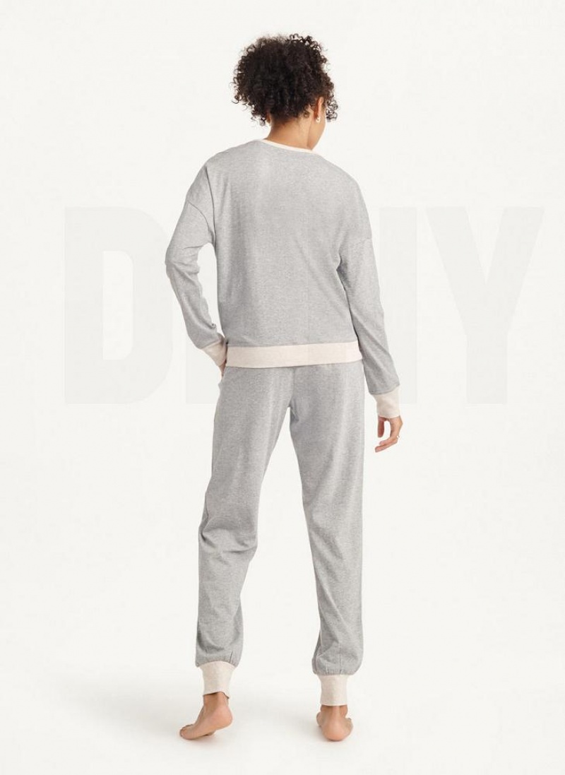 DKNY Top And Jogger Sleep Set Pyjama Damen Grau | Austria_D1972