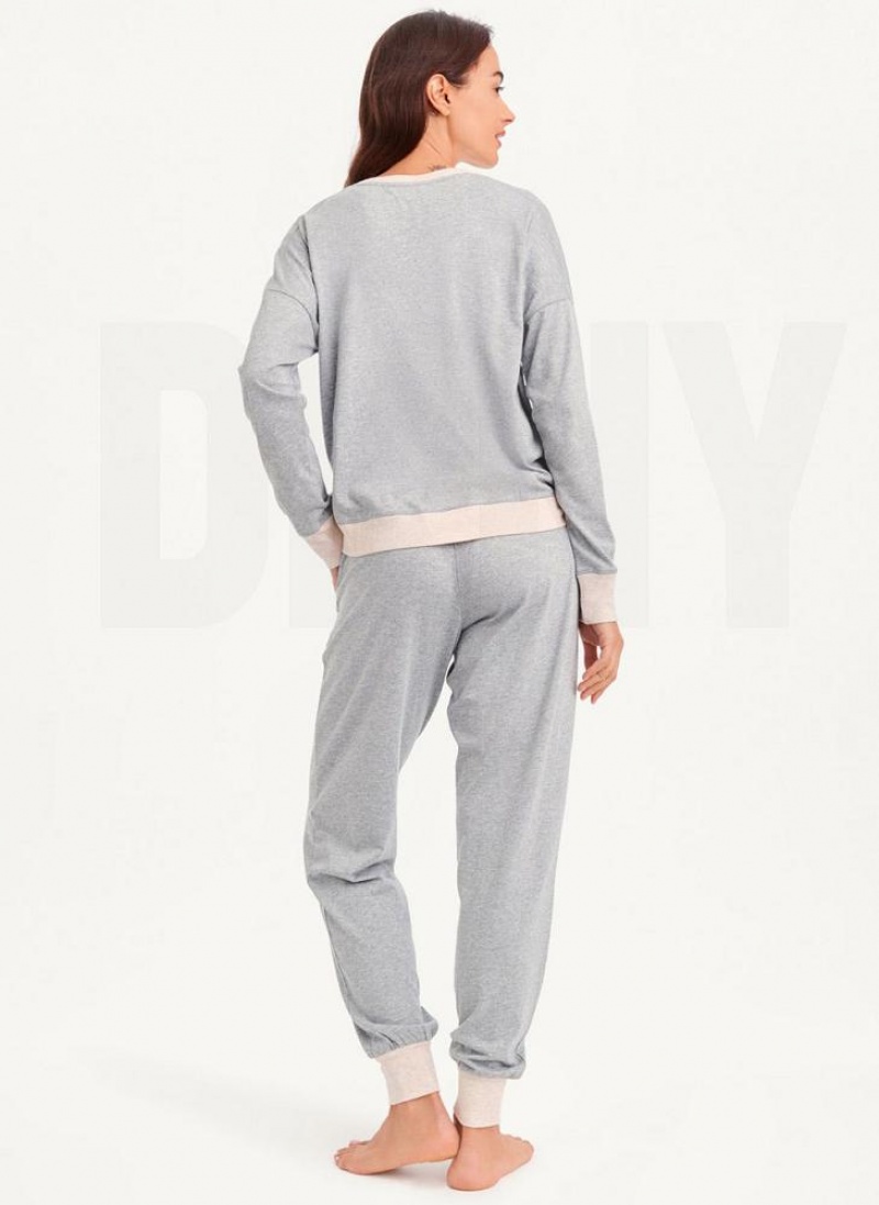 DKNY Top And Jogger Sleep Set Pyjama Damen Grau | Austria_D1972