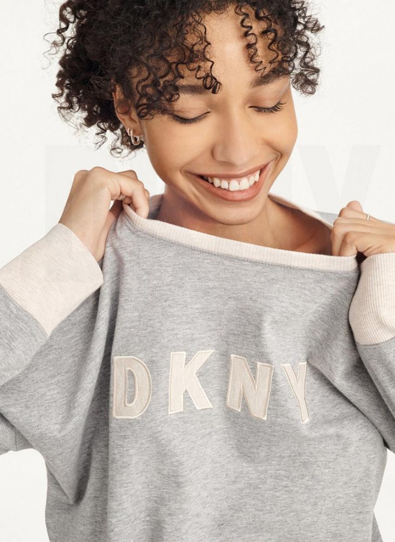 DKNY Top And Jogger Sleep Set Pyjama Damen Grau | Austria_D1972