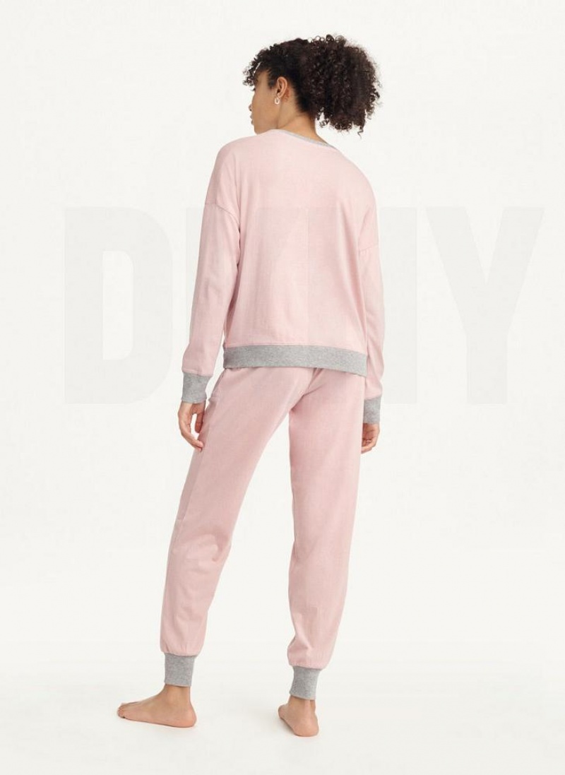 DKNY Top And Jogger Sleep Set Pyjama Damen Rosa | Austria_D1415