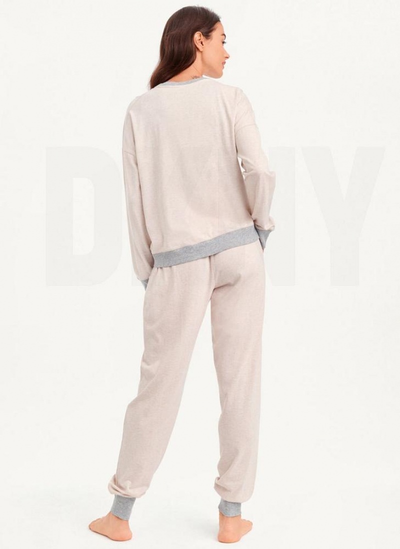 DKNY Top And Jogger Sleep Set Pyjama Damen Rosa | Austria_D1415