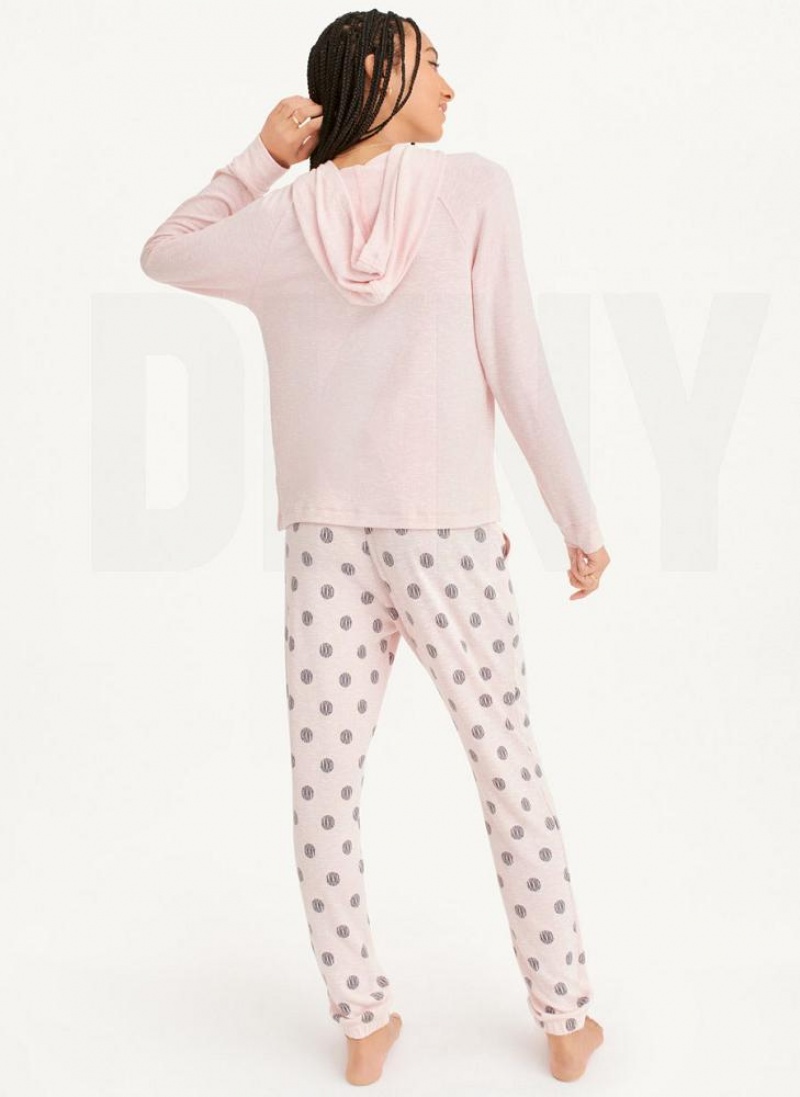 DKNY Top And Jogger Sleep Set Pyjama Damen Rosa | Austria_D1453