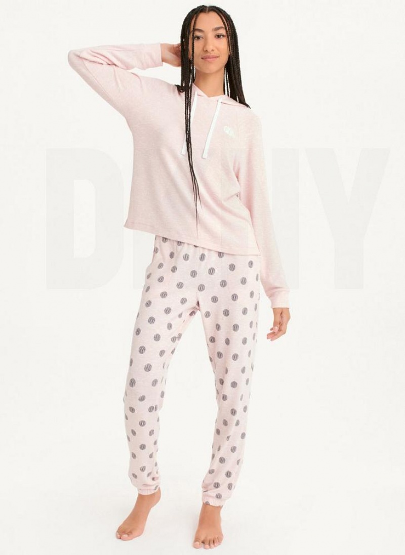 DKNY Top And Jogger Sleep Set Pyjama Damen Rosa | Austria_D1453