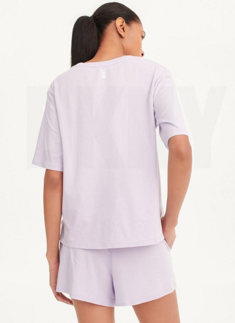 DKNY Top & Boxer Sleep Set Pyjama Damen Lila | Austria_D0505