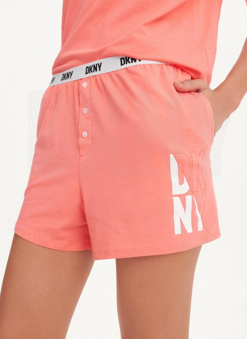 DKNY Top & Boxer Sleep Set Pyjama Damen Rosa | Austria_D1359