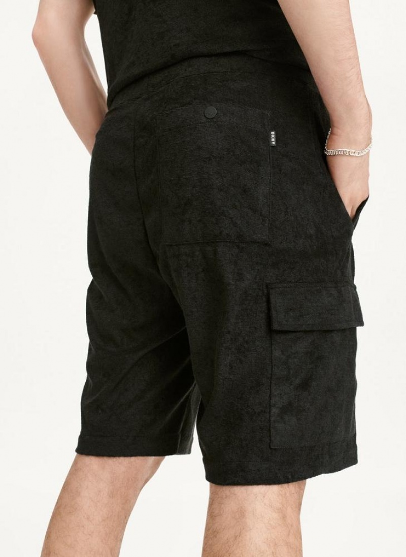 DKNY Toweling Cargo Kurze Hose Herren Schwarz | Austria_D1892