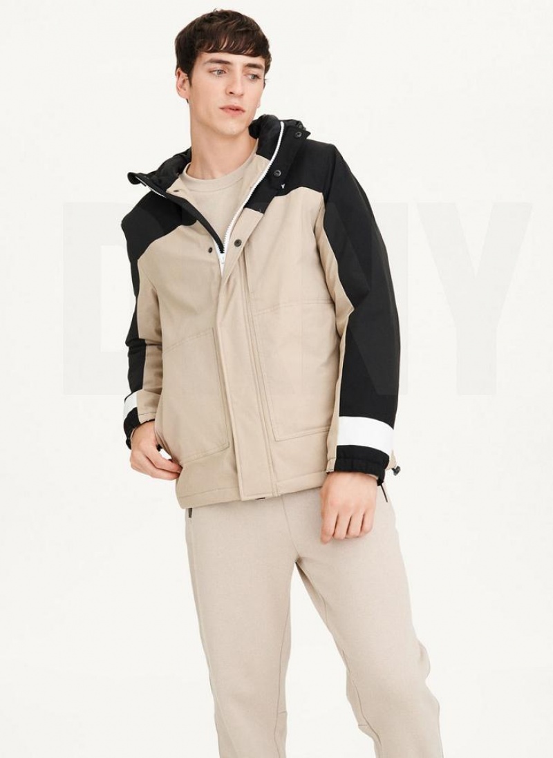 DKNY Traveler Mit Kapuze Rain Jacken Herren Schwarz Khaki | Austria_D0623