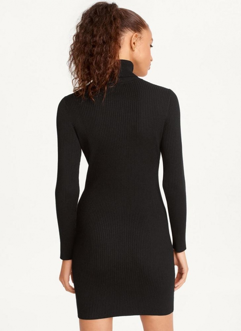 DKNY Turtleneck Pullover Kleid Damen Schwarz | Austria_D1021