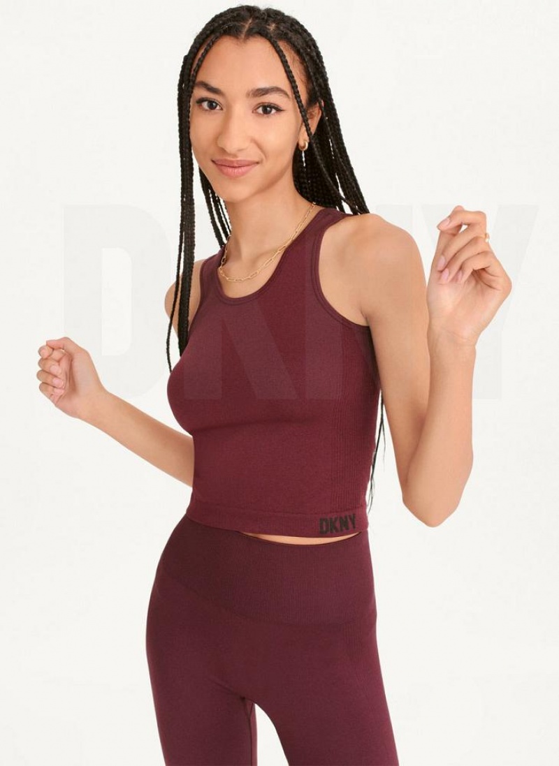 DKNY Twill Seamless Scoop Neck Tanktop Damen Bordeaux | Austria_D0177