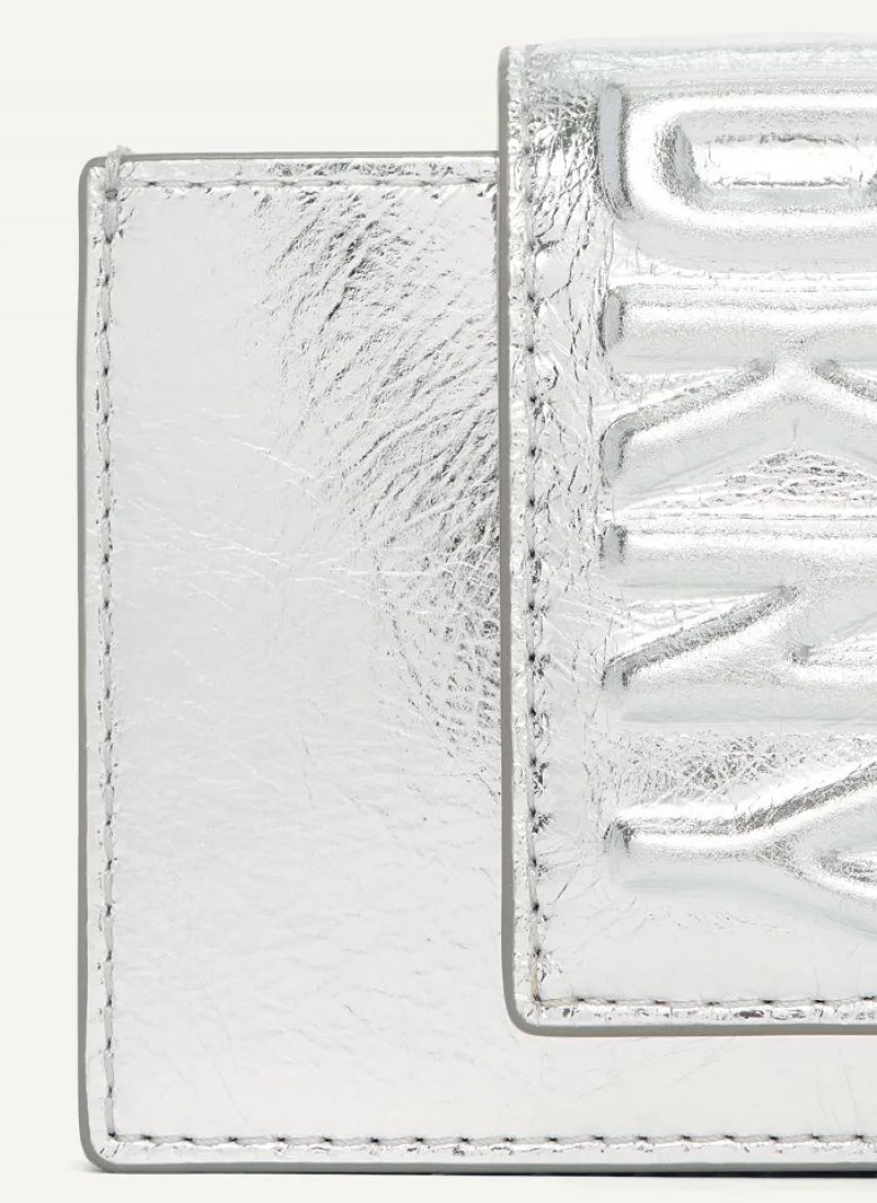 DKNY Uptown Leder Card Case Geldbörse Damen Silber | Austria_D1243