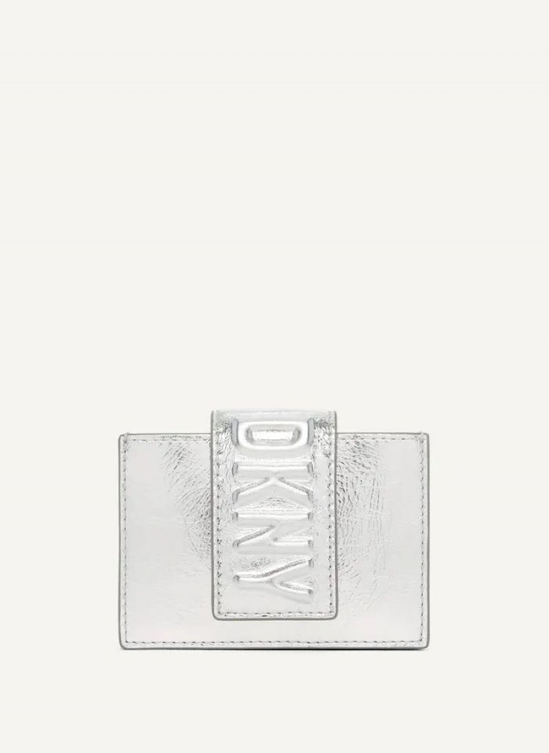 DKNY Uptown Leder Card Case Geldbörse Damen Silber | Austria_D1243