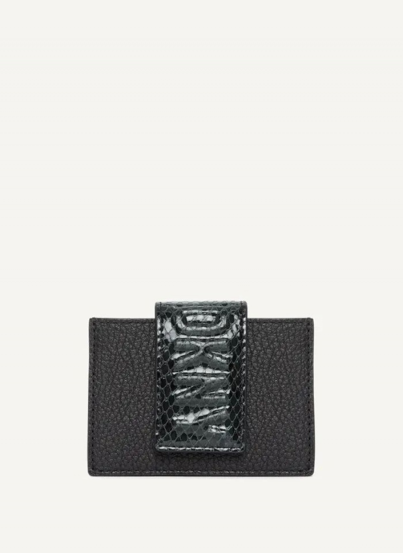 DKNY Uptown Leder Card Case Geldbörse Damen Schwarz | Austria_D0784