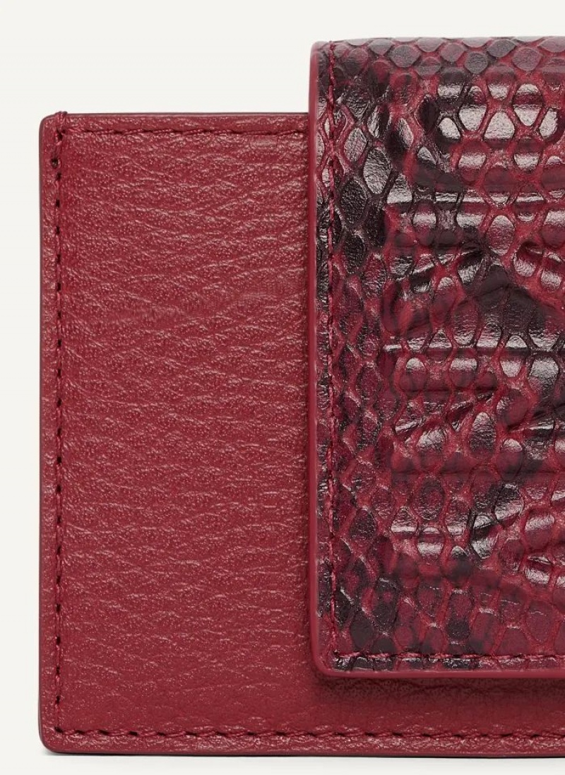 DKNY Uptown Leder Card Case Geldbörse Damen Rot | Austria_D1971