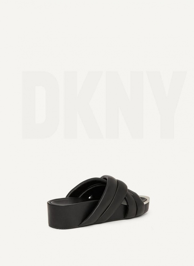 DKNY Vienna Puffy Riemen Pantoletten Damen Schwarz | Austria_D1901