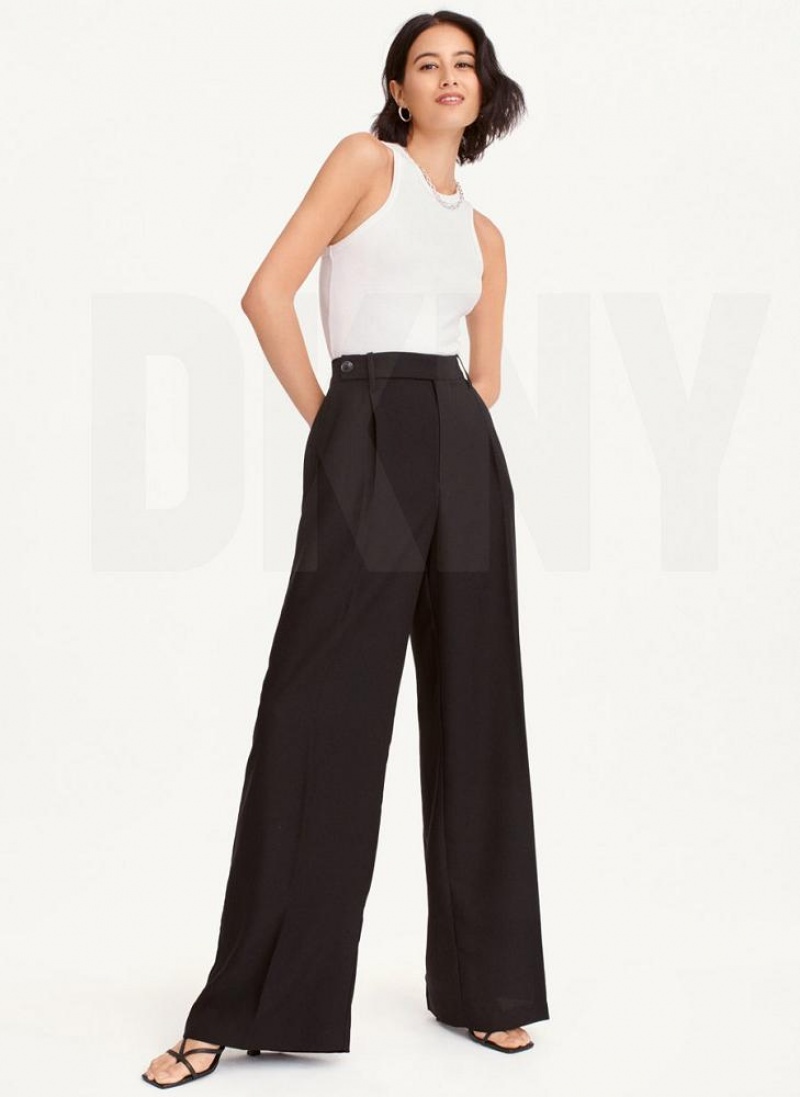 DKNY Weite Leg Crepe Hose Damen Schwarz | Austria_D0109