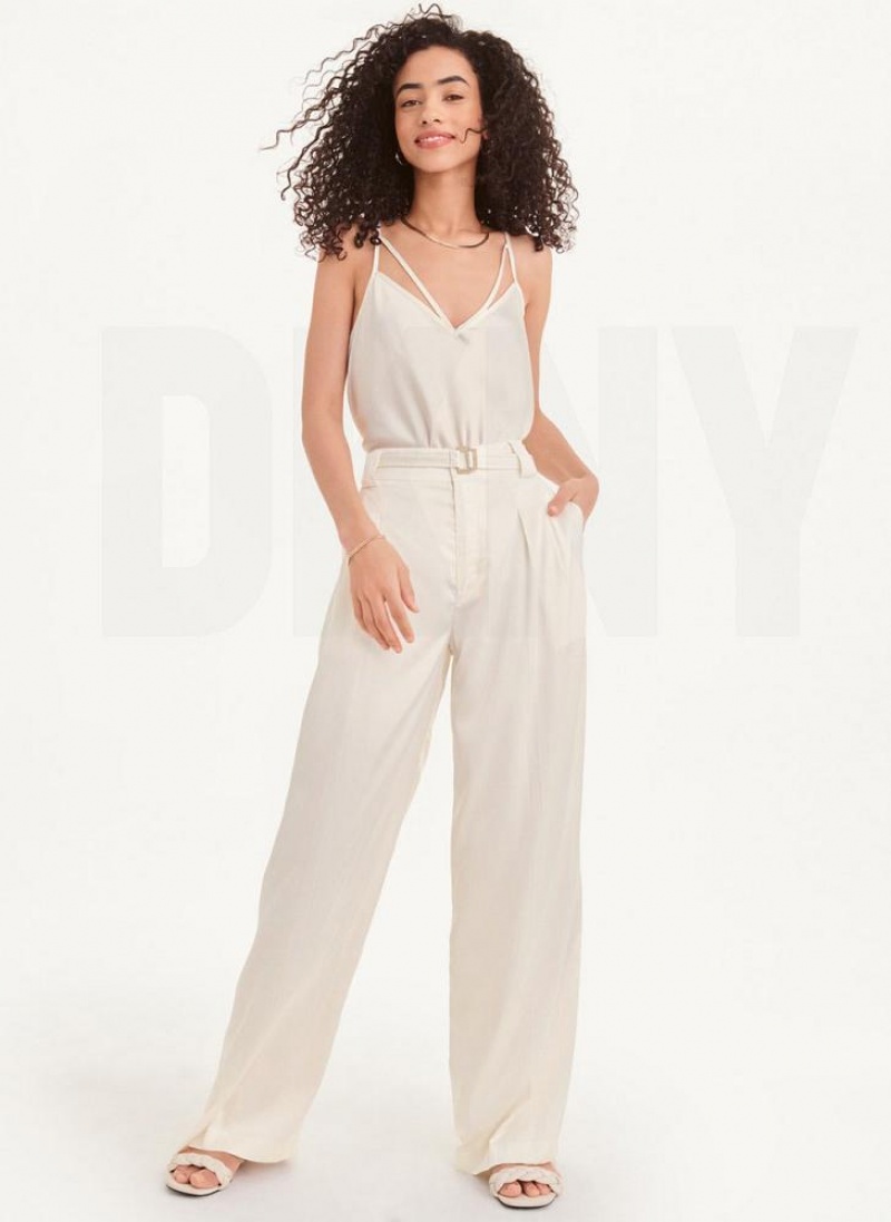 DKNY Weite Leg Hose Damen Weiß | Austria_D0833