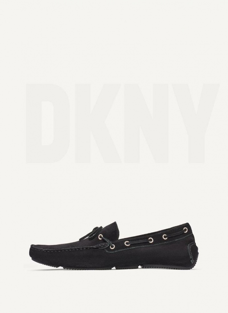 DKNY Wildleder Driver Moccasin Sneakers Herren Schwarz | Austria_D1770