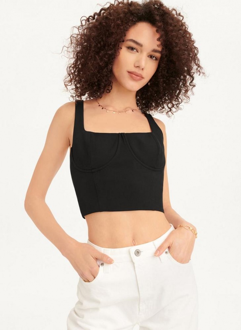 DKNY Wired Crop Tanktop Damen Schwarz | Austria_D1905