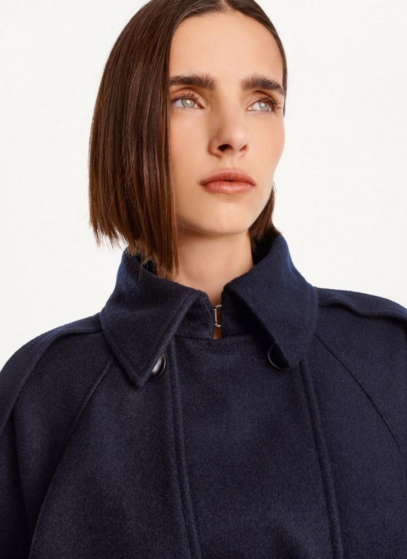 DKNY Wolle Trench With Belt Mäntel Damen Navy | Austria_D0158