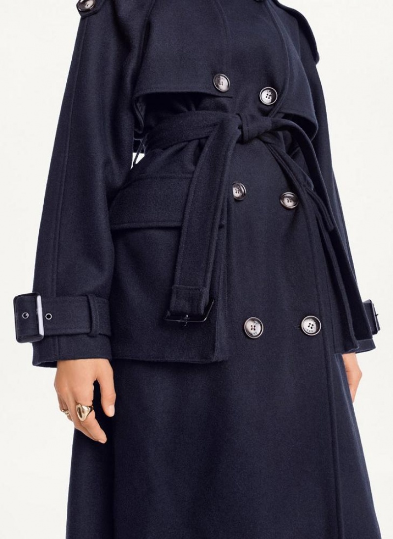 DKNY Wolle Trench With Belt Mäntel Damen Navy | Austria_D0158