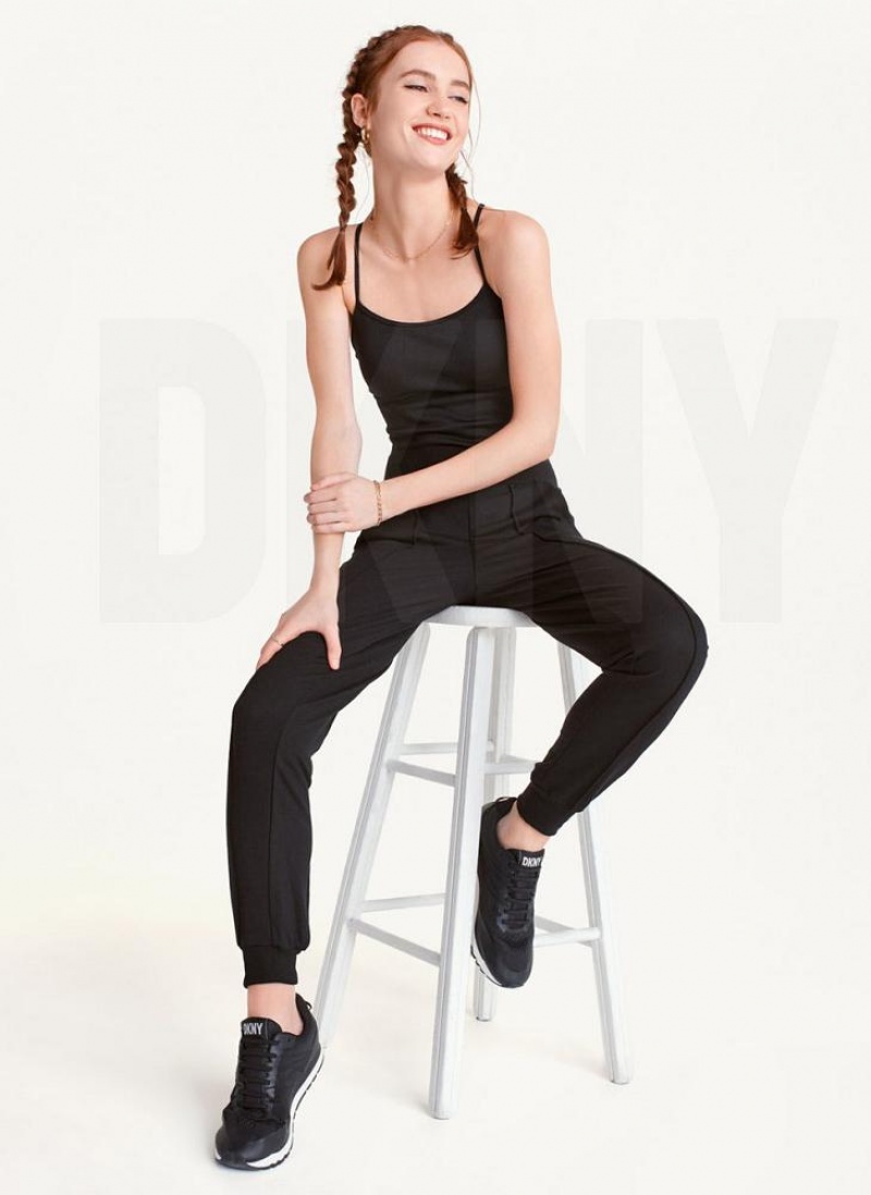 DKNY Yoga Terry Pintuck Jogginghose Damen Schwarz | Austria_D0864