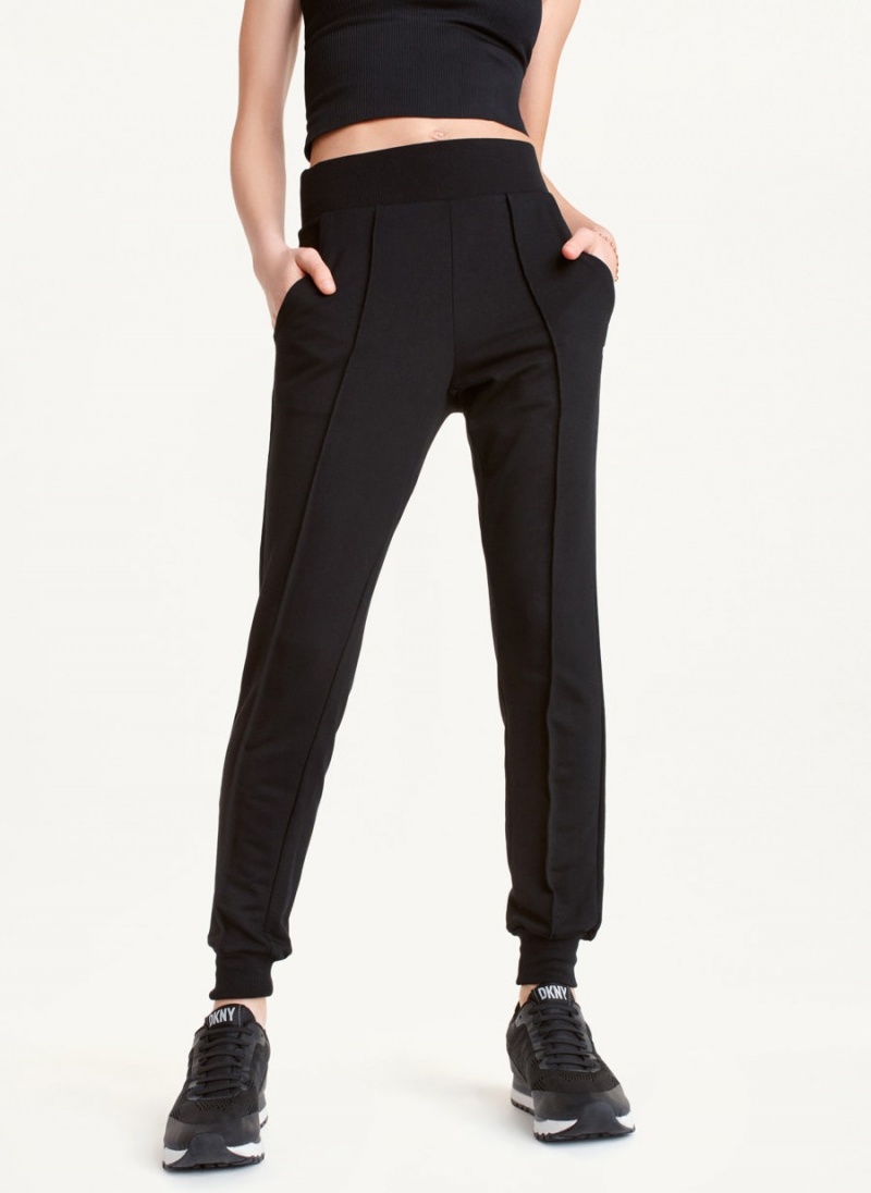 DKNY Yoga Terry Pintuck Jogginghose Damen Schwarz | Austria_D0864