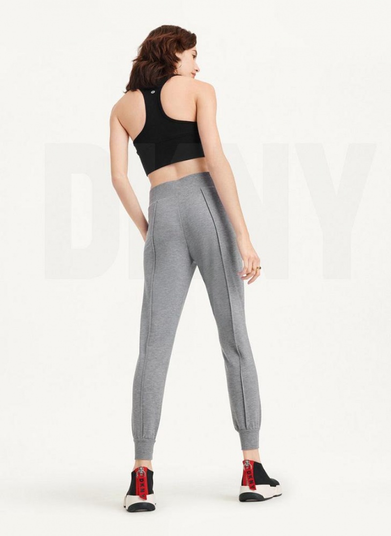 DKNY Yoga Terry Pintuck Jogginghose Damen Grau | Austria_D1183