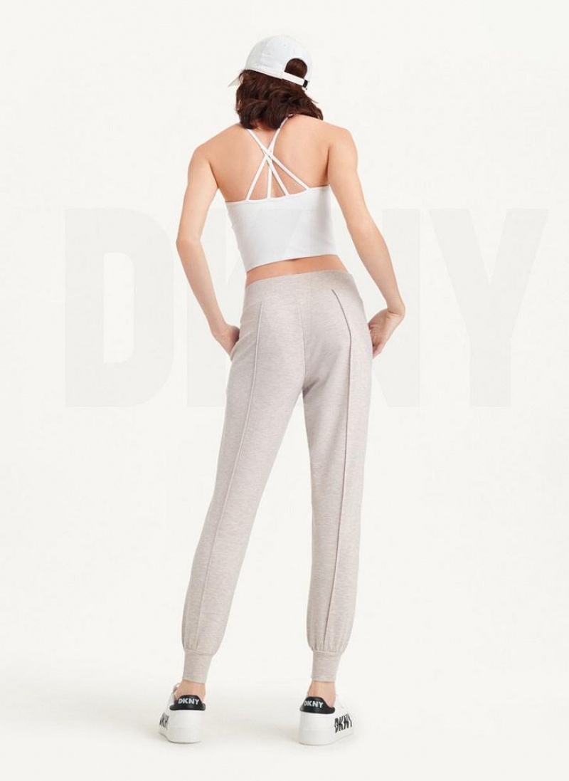 DKNY Yoga Terry Pintuck Jogginghose Damen Beige | Austria_D0218