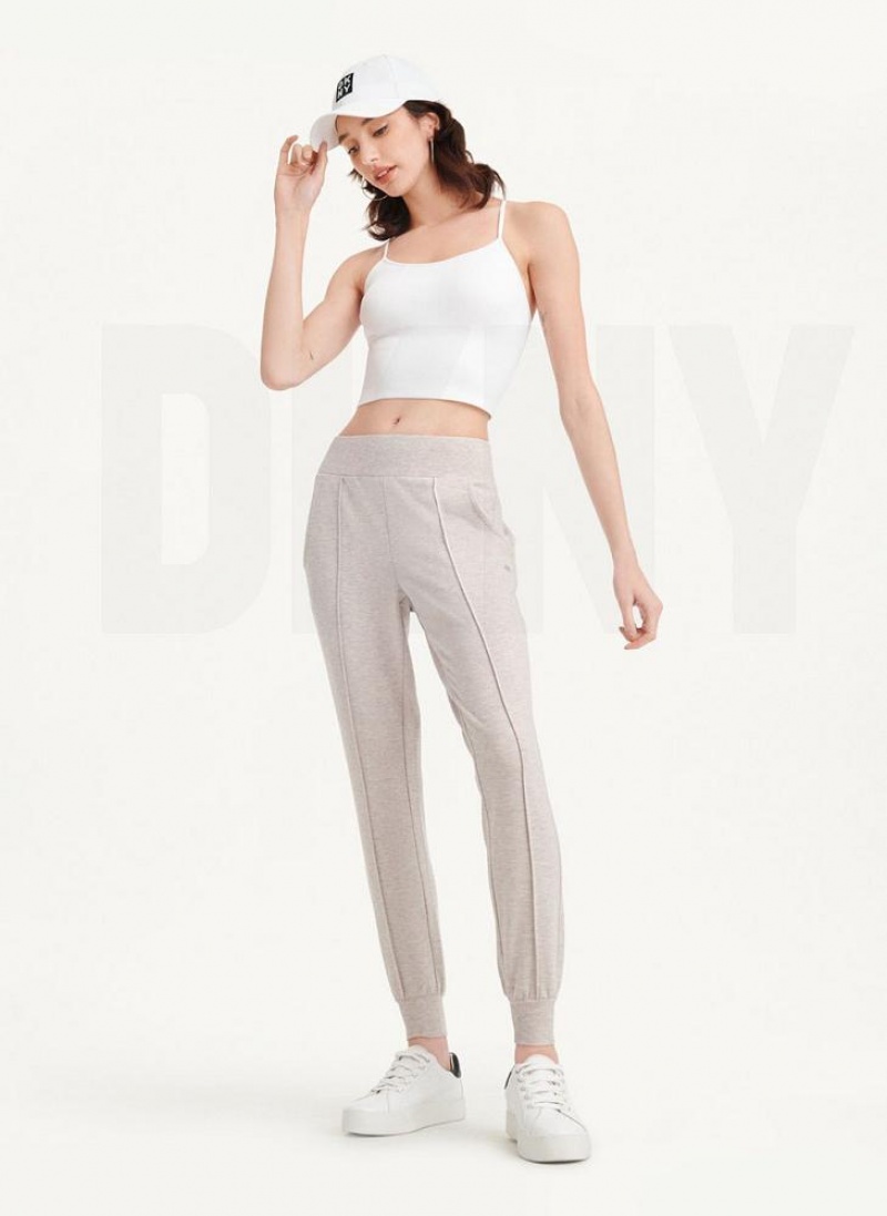 DKNY Yoga Terry Pintuck Jogginghose Damen Beige | Austria_D0218