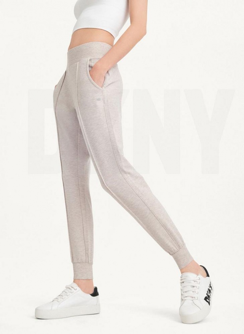 DKNY Yoga Terry Pintuck Jogginghose Damen Beige | Austria_D0218