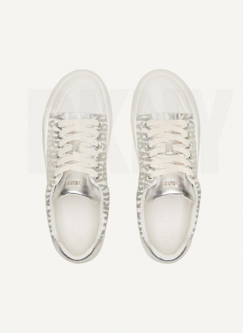 DKNY York Spitze Up Sneakers Damen Silber | Austria_D0533