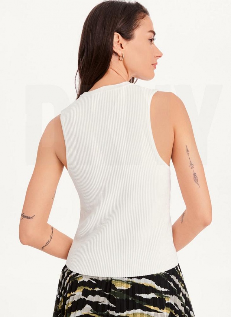 DKNY Ärmellose Crewneck Crop Pullover Tanktop Damen Weiß | Austria_D1160