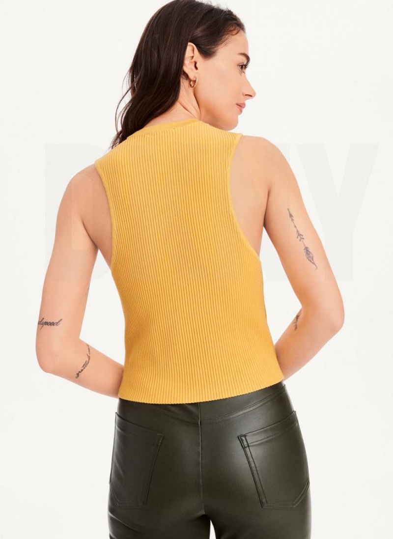 DKNY Ärmellose Crewneck Crop Pullover Tanktop Damen Braun | Austria_D1644