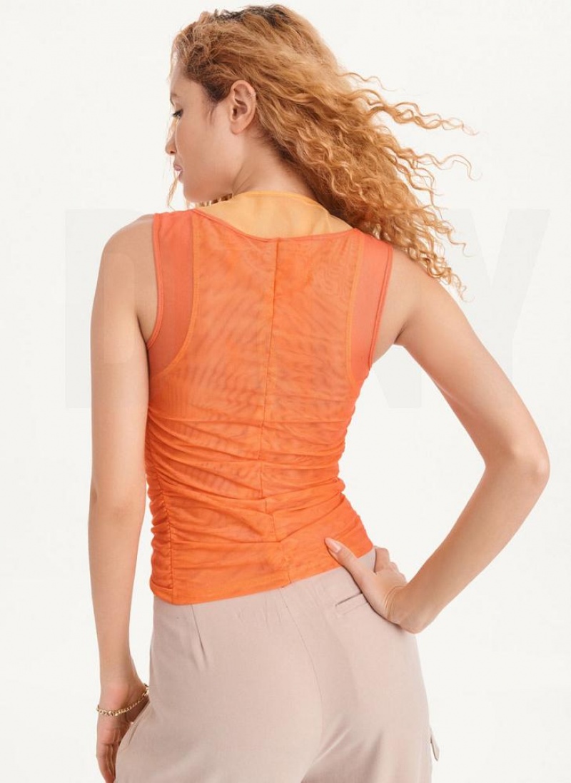 DKNY Ärmellose Double Mesh Layer Tanktop Damen Orange | Austria_D0873