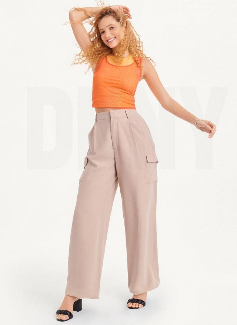 DKNY Ärmellose Double Mesh Layer Tanktop Damen Orange | Austria_D0873