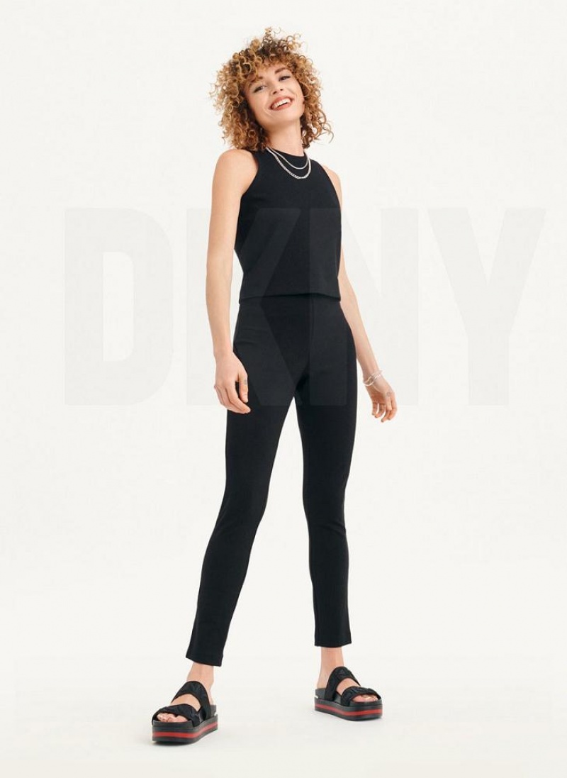 DKNY Ärmellose High Neck Cropped Tanktop Damen Schwarz | Austria_D1839