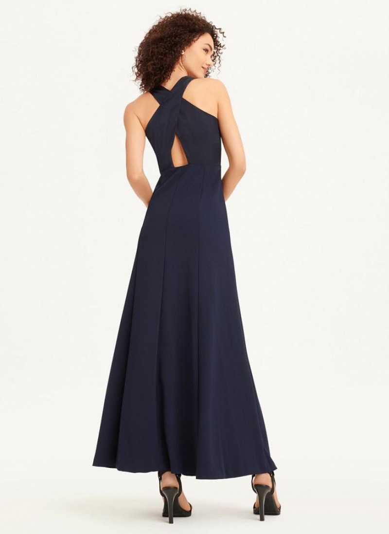 DKNY Ärmellose Mermaid Cross Back Kleid Damen Navy | Austria_D1465