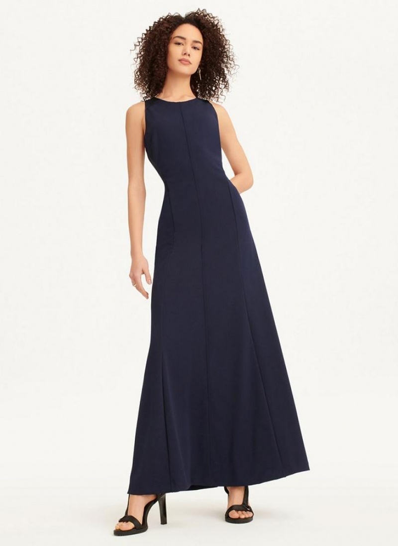 DKNY Ärmellose Mermaid Cross Back Kleid Damen Navy | Austria_D1465