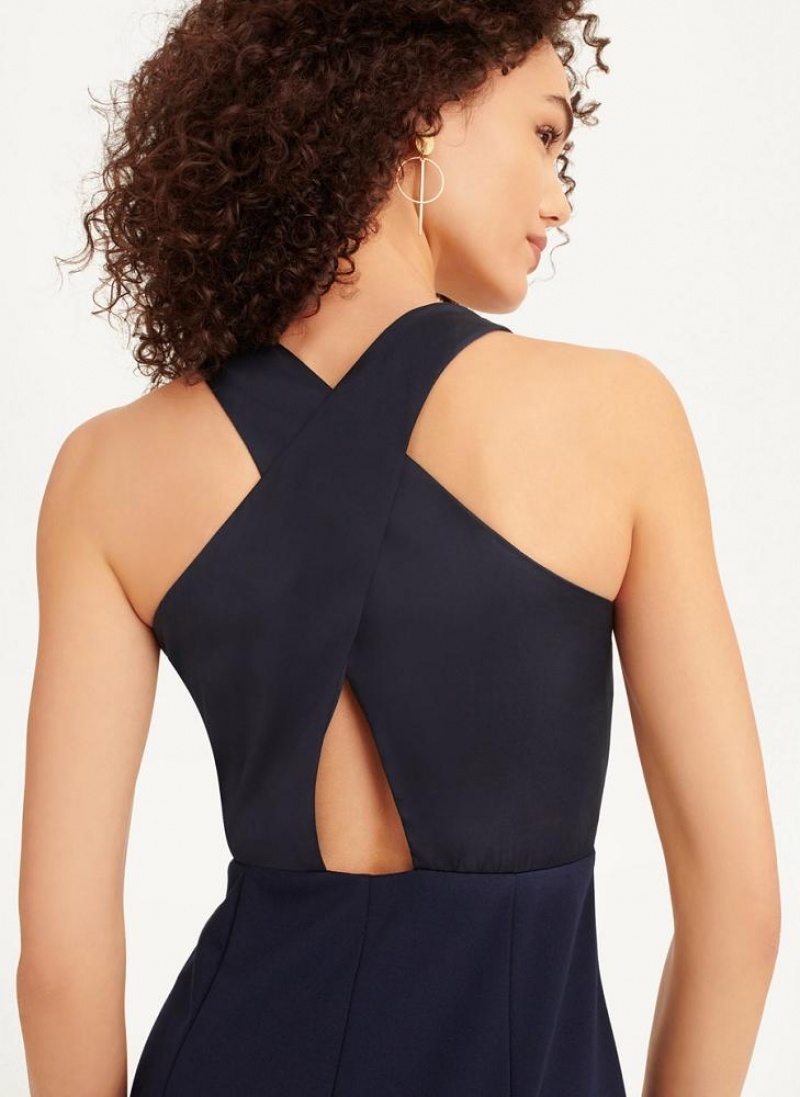 DKNY Ärmellose Mermaid Cross Back Kleid Damen Navy | Austria_D1465