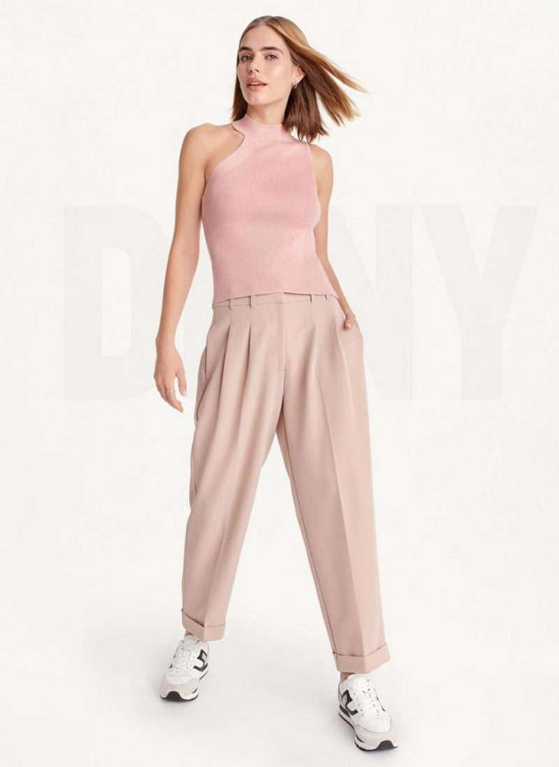 DKNY Ärmellose Mock Neck Pullover Damen Rosa | Austria_D0842