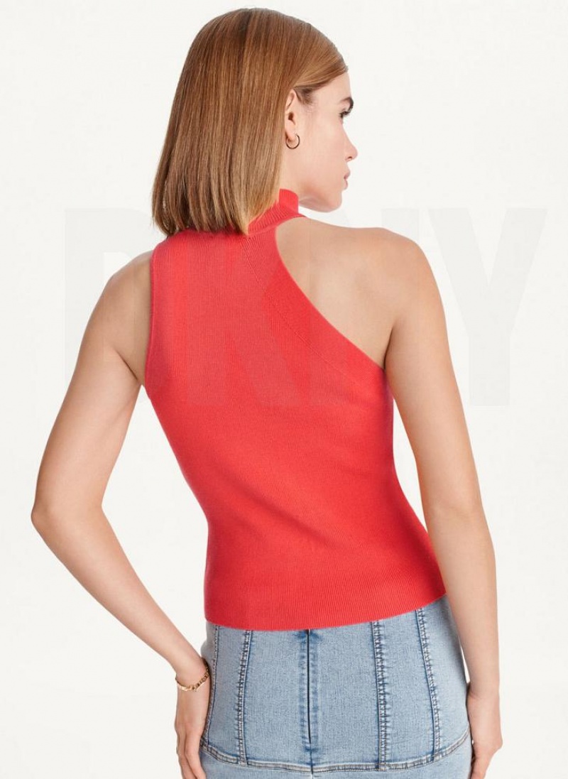 DKNY Ärmellose Mock Neck Pullover Damen Rot | Austria_D1440