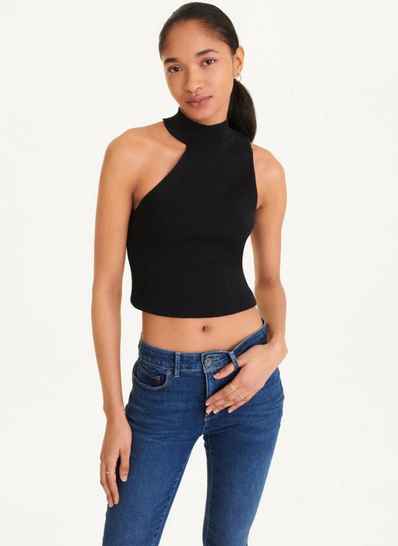 DKNY Ärmellose Mock Neck Pullover Damen Schwarz | Austria_D1546