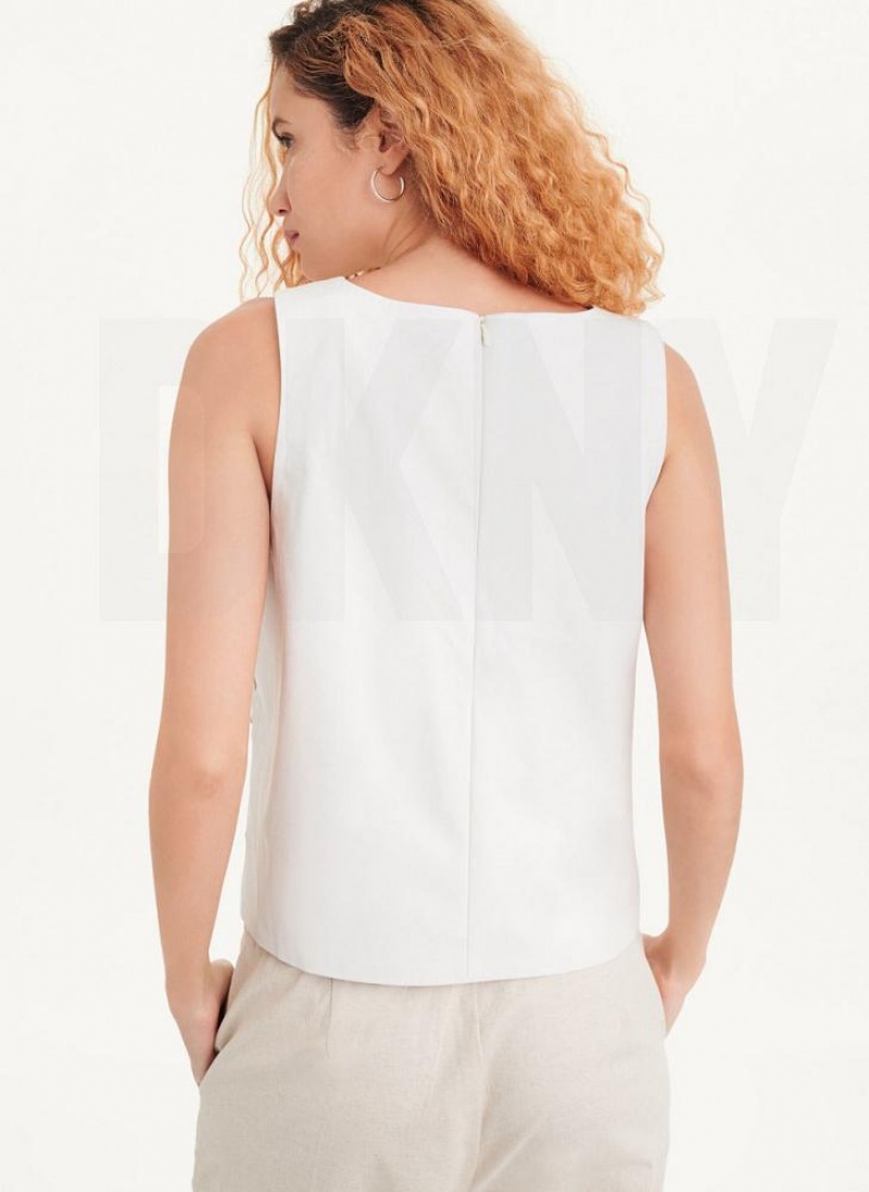 DKNY Ärmellose Perforated Tanktop Damen Weiß | Austria_D0943