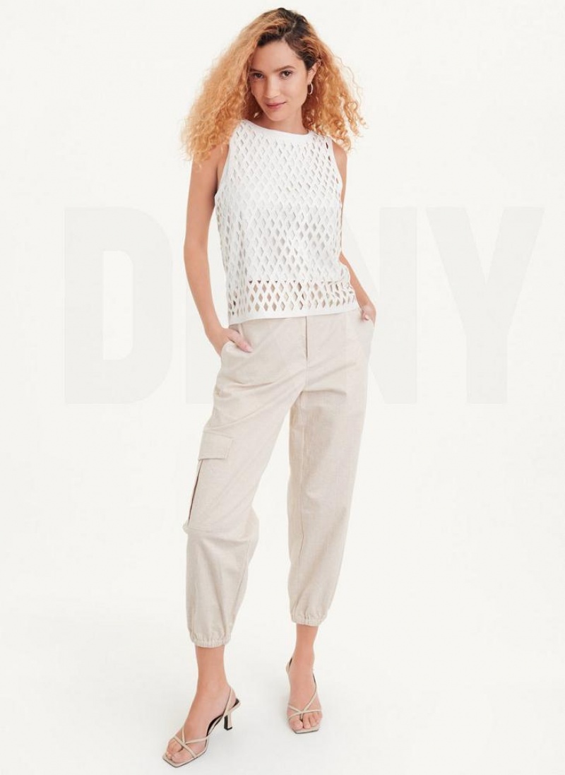 DKNY Ärmellose Perforated Tanktop Damen Weiß | Austria_D0943