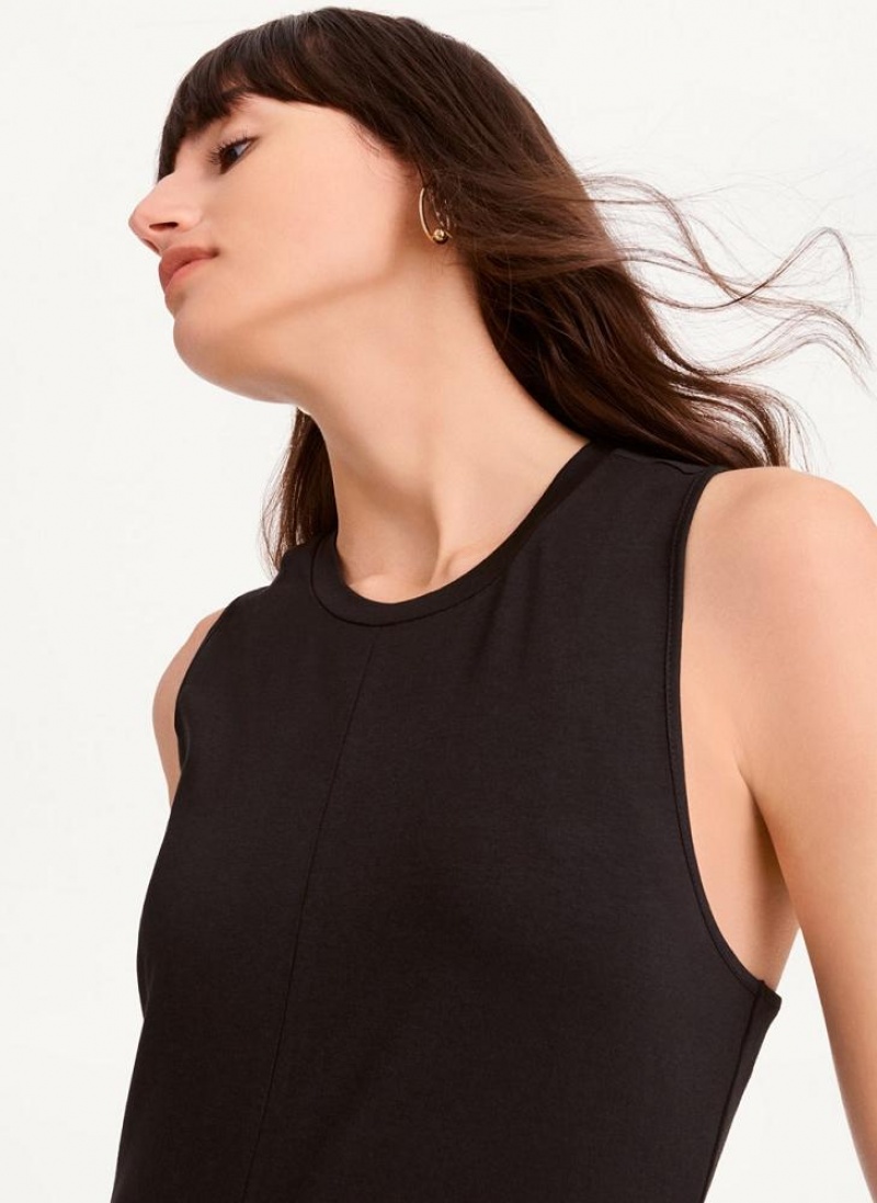 DKNY Ärmellose Scoopneck Twist Racerback Kleid Damen Schwarz | Austria_D1639