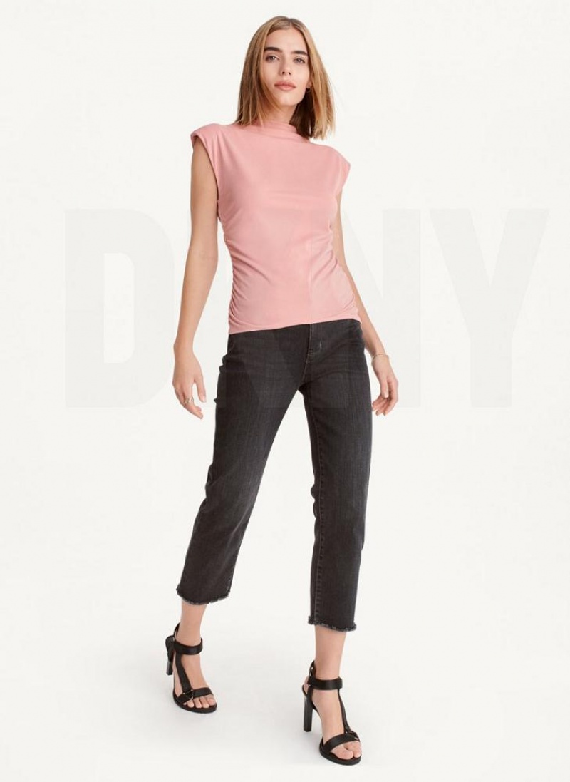 DKNY Ärmellose Side Ruch Tanktop Damen Rosa | Austria_D1249